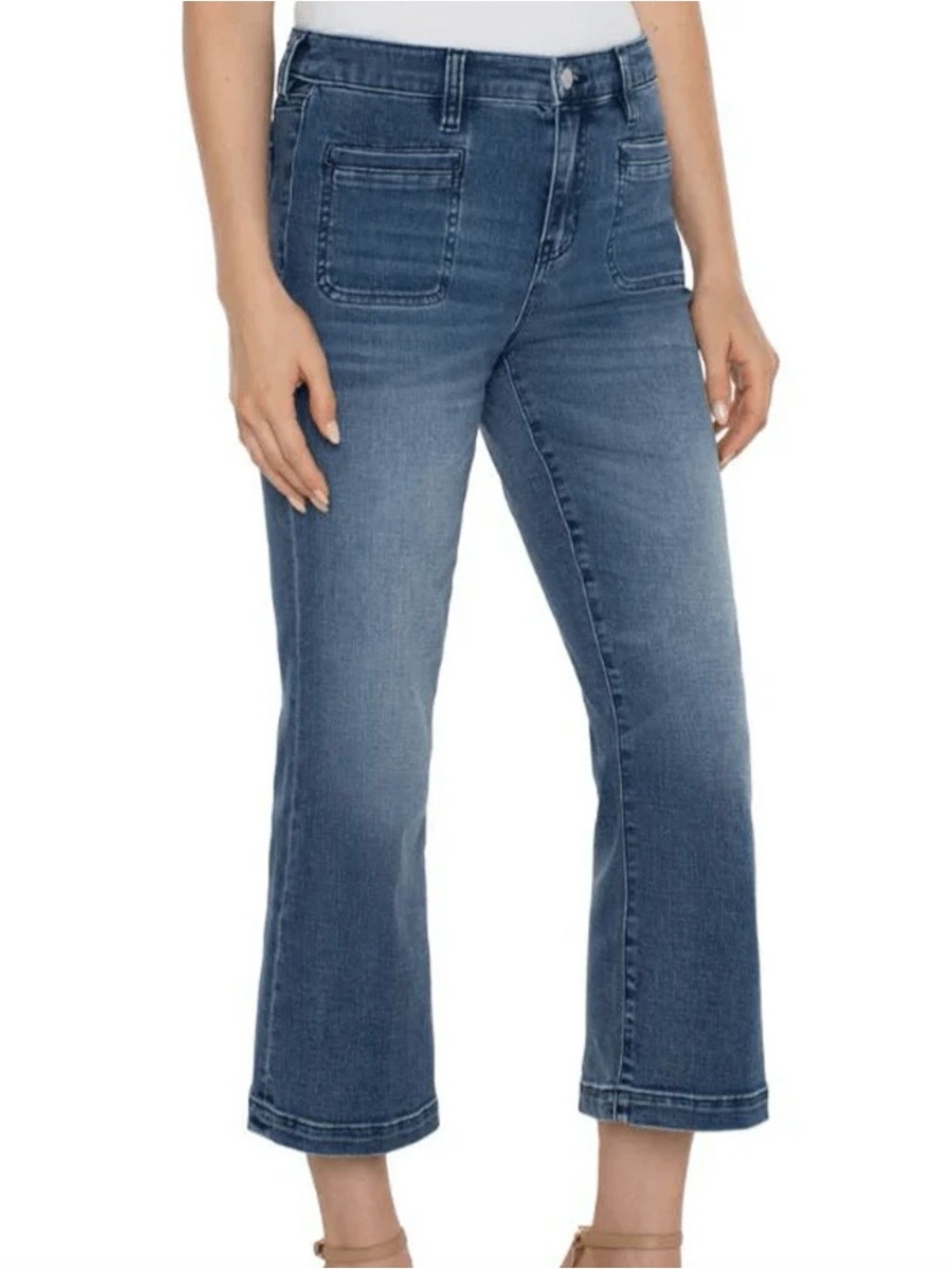 Liverpool Medium Blue Hannah Cropped Flare Jeans